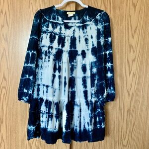 Sweet Magnolia Tie dye tiered dress blue and white size S
